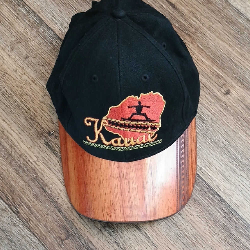 Kauai Kona Wood Veneer Brim Baseball Cap 🧢